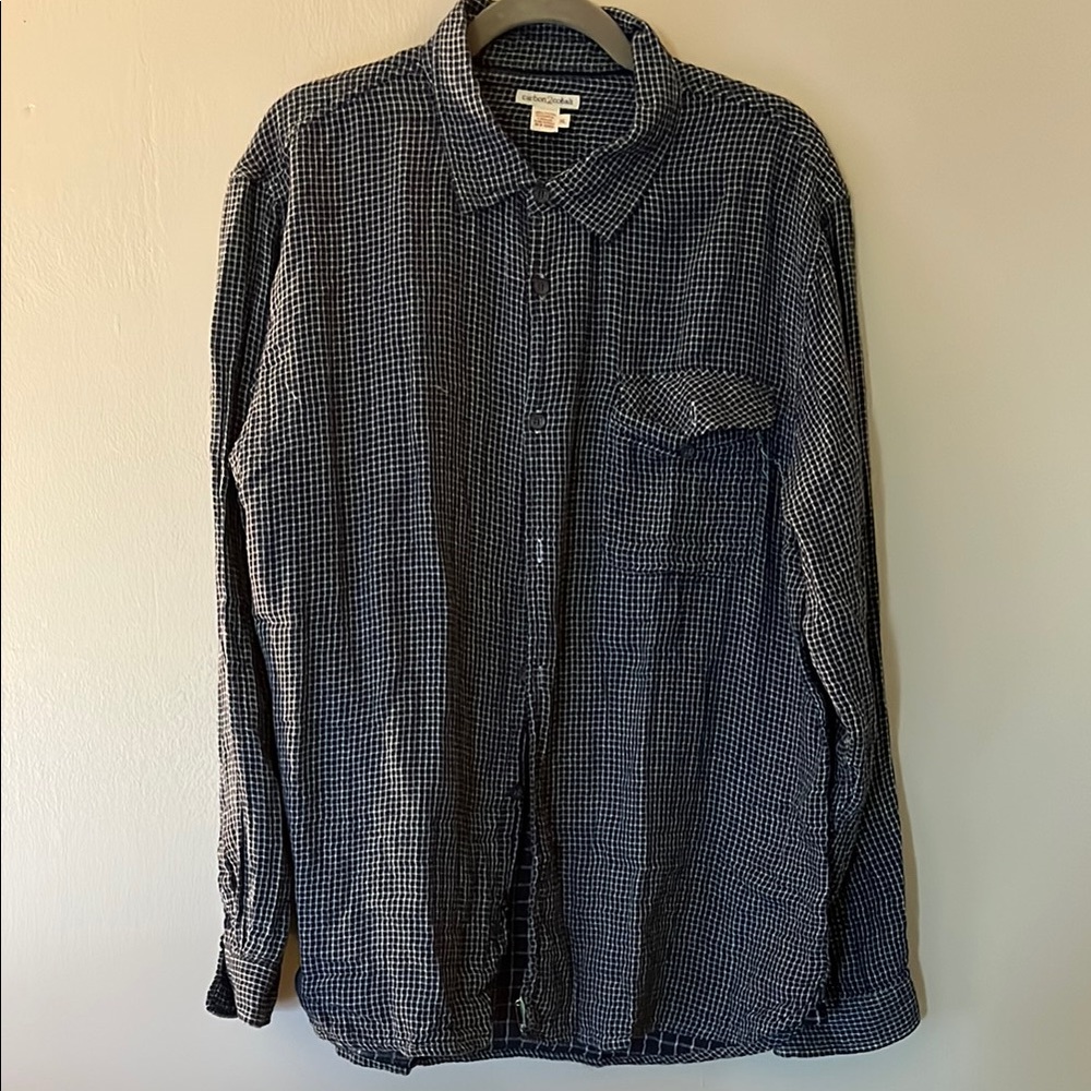 White and Blue Casual Button Down Shirt